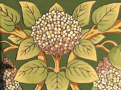 Hortensias, detail van de sgraffito van de gevel. Foto, private collectie